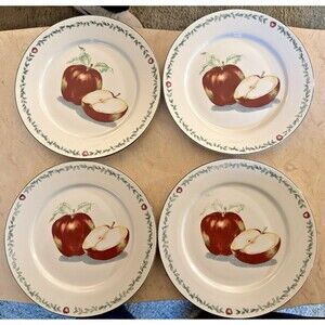 Totally Today Dinner Plates 10" Country Apple Design Set of 4 Vintage